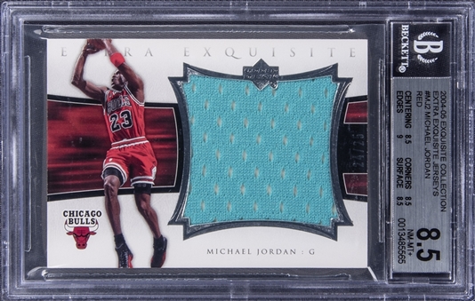 2004-05 UD "Exquisite Collection" Extra Exquisite Jersey #EE-MJ2 Michael Jordan Jersey Card (#24/25) - BGS NM-MT+ 8.5